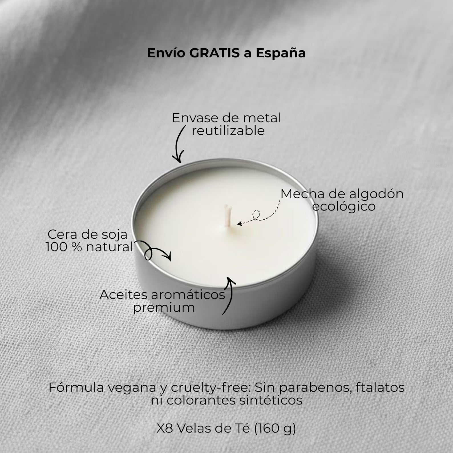 
Velas de Té Aromáticas de Soja Artesanal | Pack de 8 | Regalo Sostenible | Decoración Aesthetic | Hechas en España